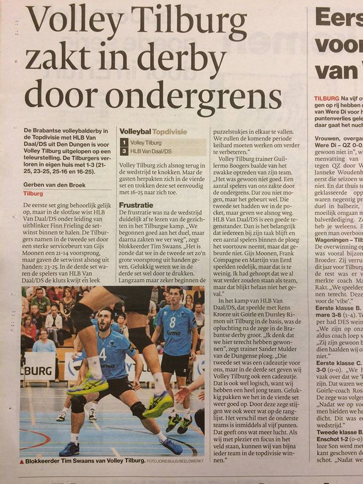 Volley Tilburg zakt in derby door ondergrens